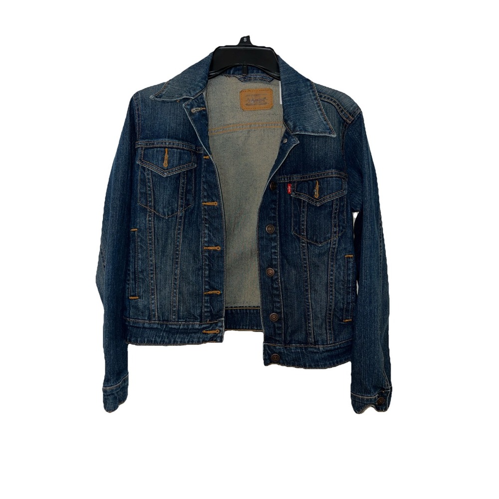 Levi's Denim Jacket Women's Size M Blue Jean Jacket Red Tab Long Sleeves Ladies